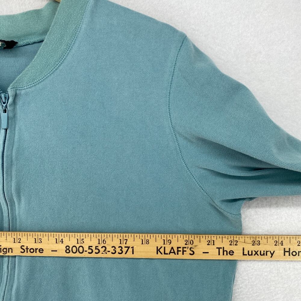 EILEEN FISHER Jacket L Heavy Brushed Jersey Cotton Track Full Zip Blue VTG - Picture 10 of 13